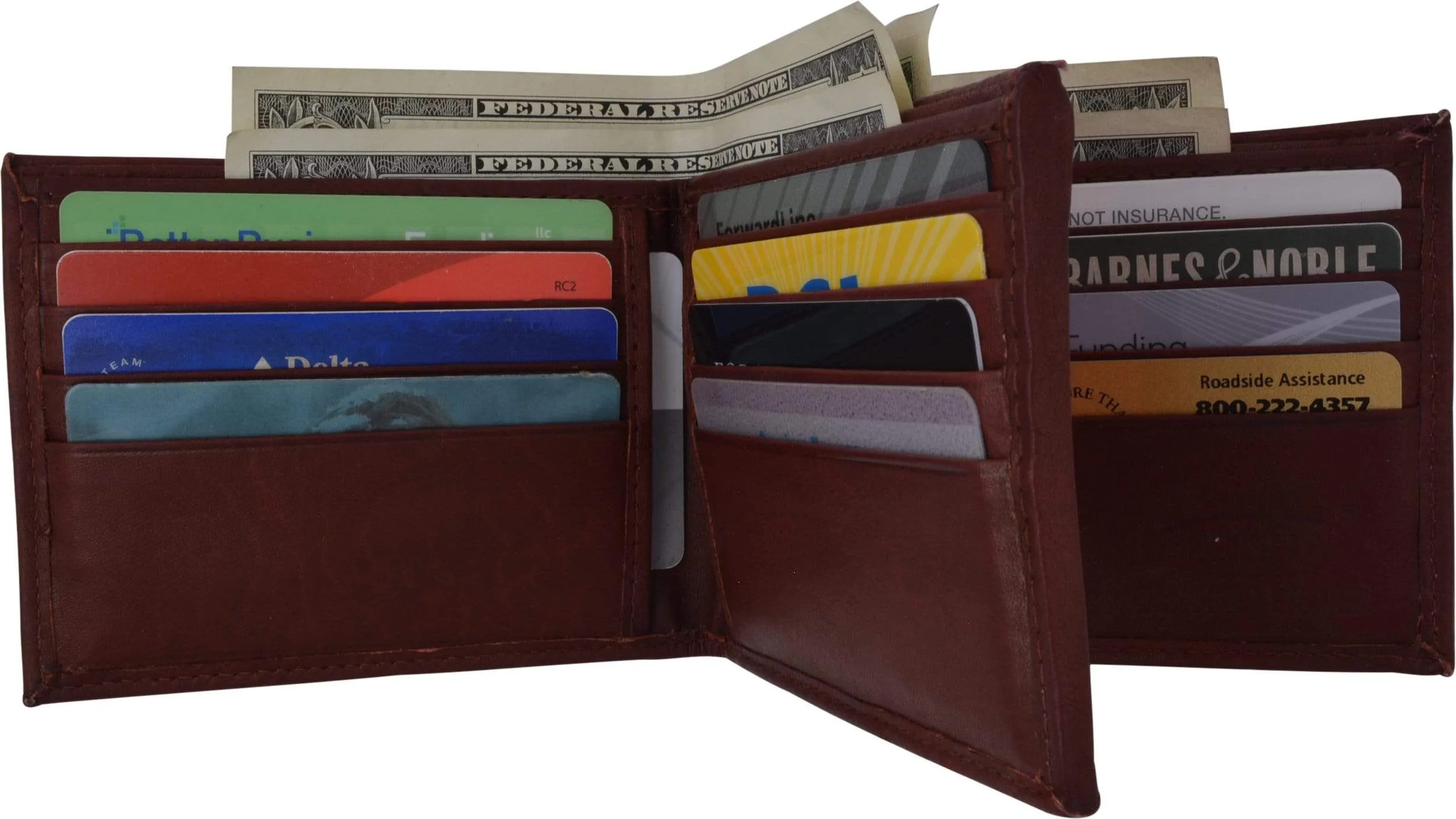 Genuine Leather Bifold Card ID Holder Double Wallet 2252