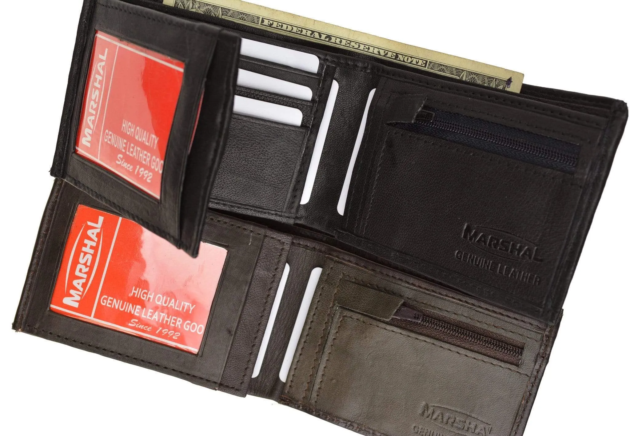 Genuine Leather Mens Bifold Wallet with Change Pocket 1692