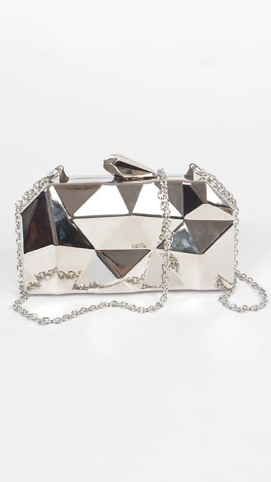 Get Your Trend On Metallic Silver Asymmetrical Clutch