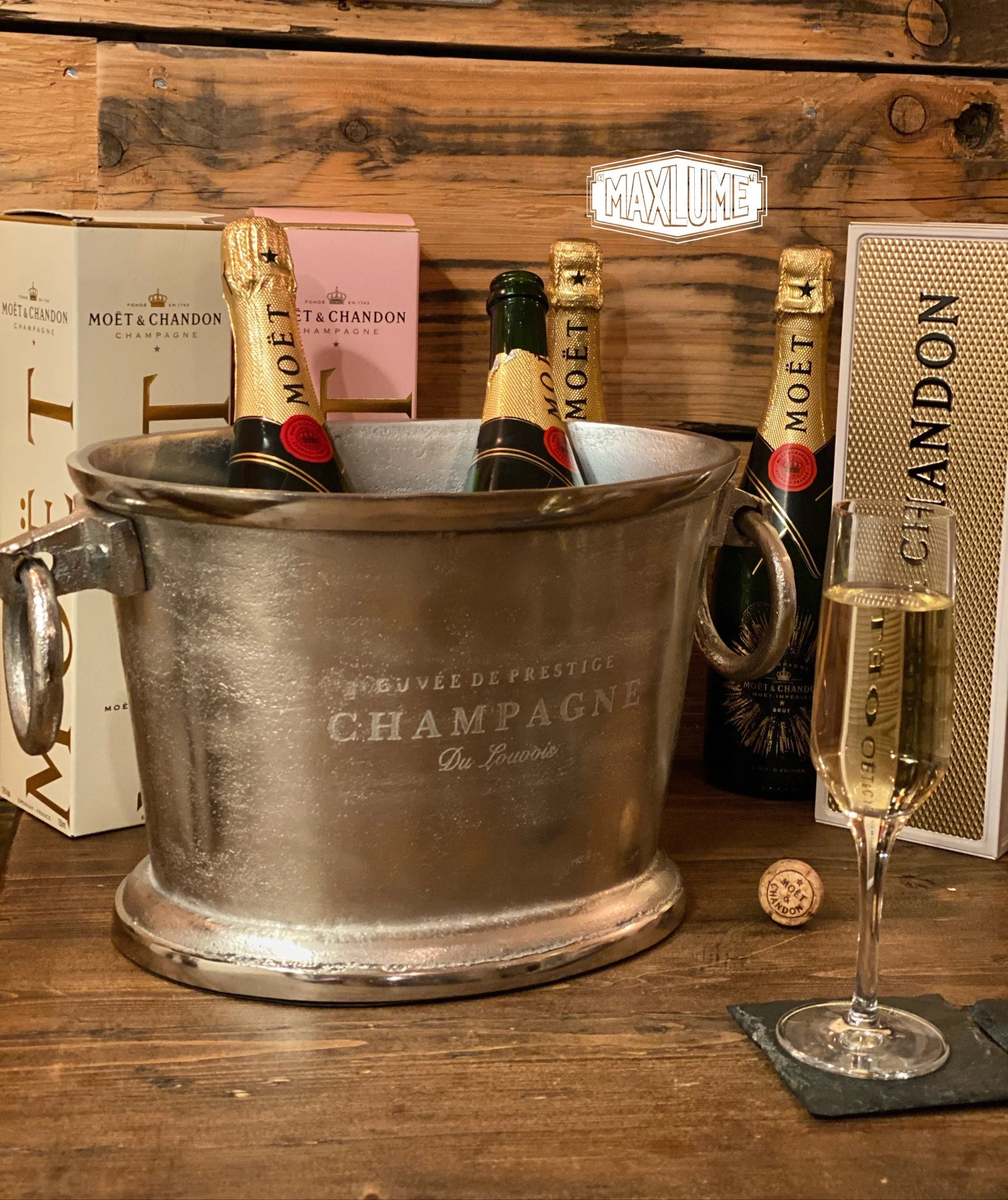 Great Gatsby ~ Solid Cast Engraved Champagne Ice Bucket | Wine Cooler