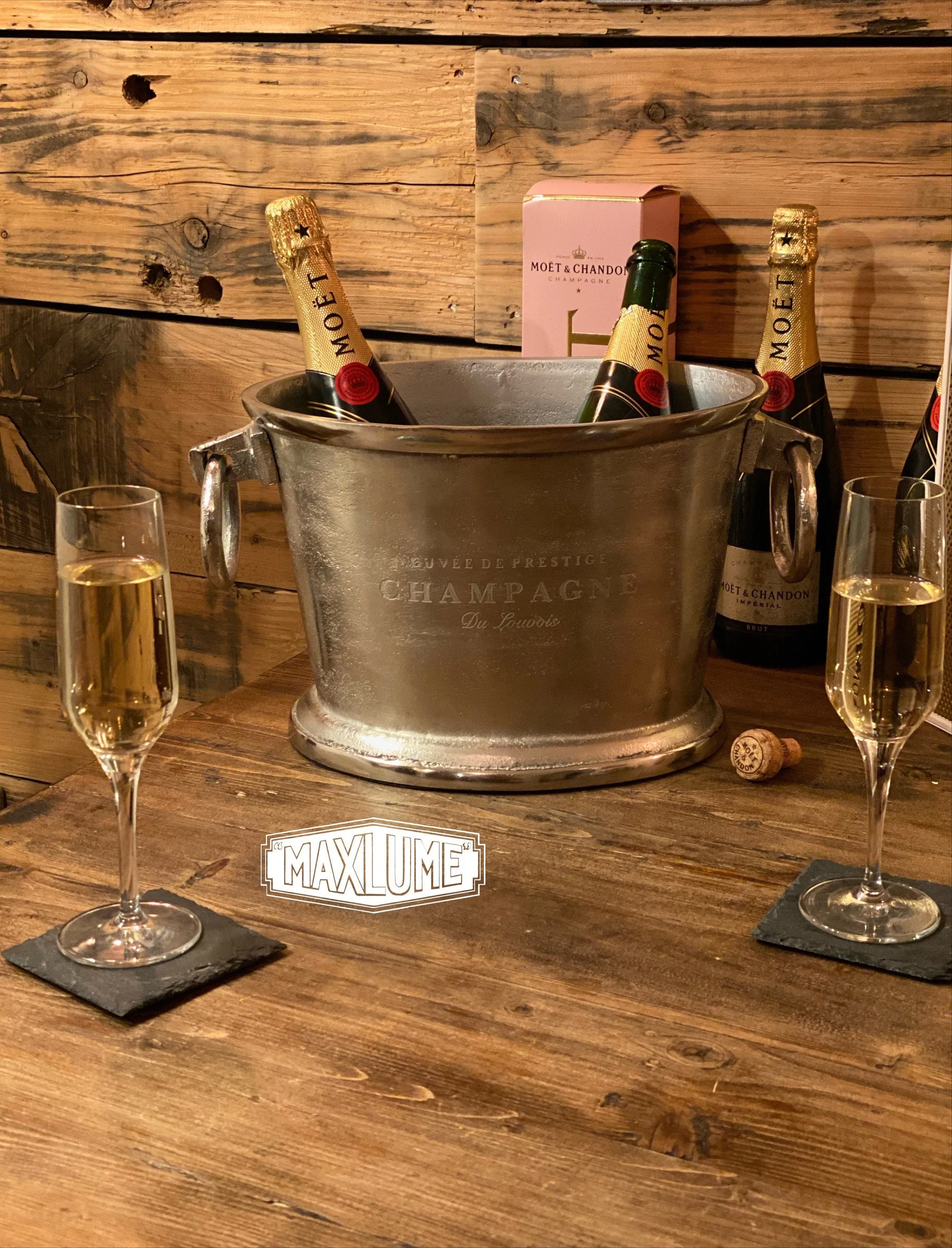 Great Gatsby ~ Solid Cast Engraved Champagne Ice Bucket | Wine Cooler
