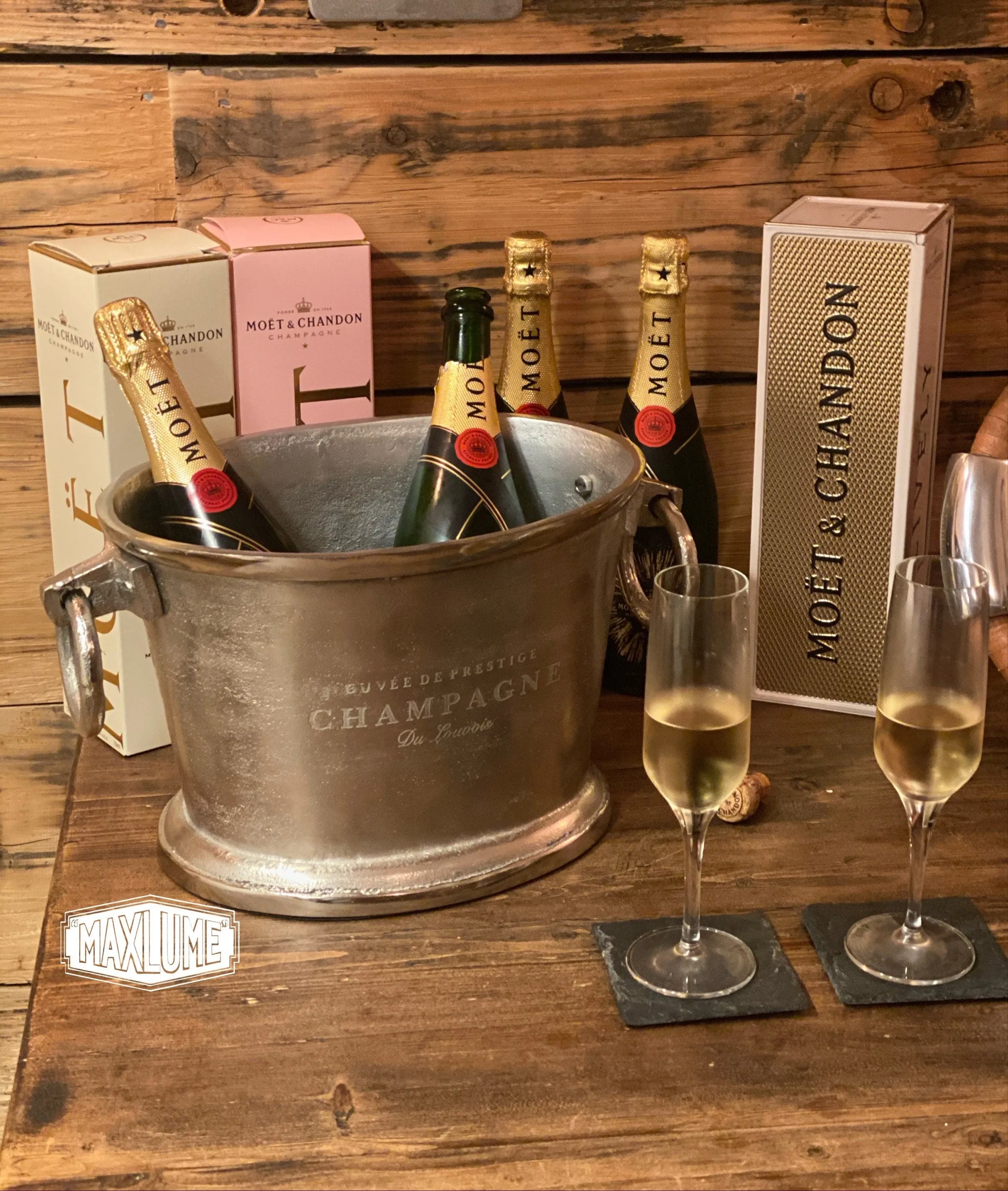 Great Gatsby ~ Solid Cast Engraved Champagne Ice Bucket | Wine Cooler