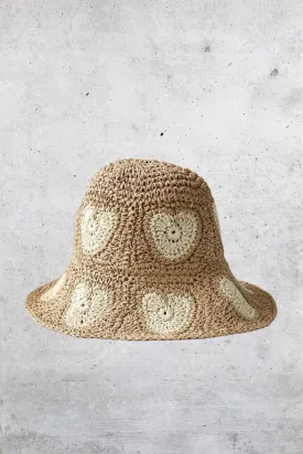 Heart Felt Crochet Hat Khaki