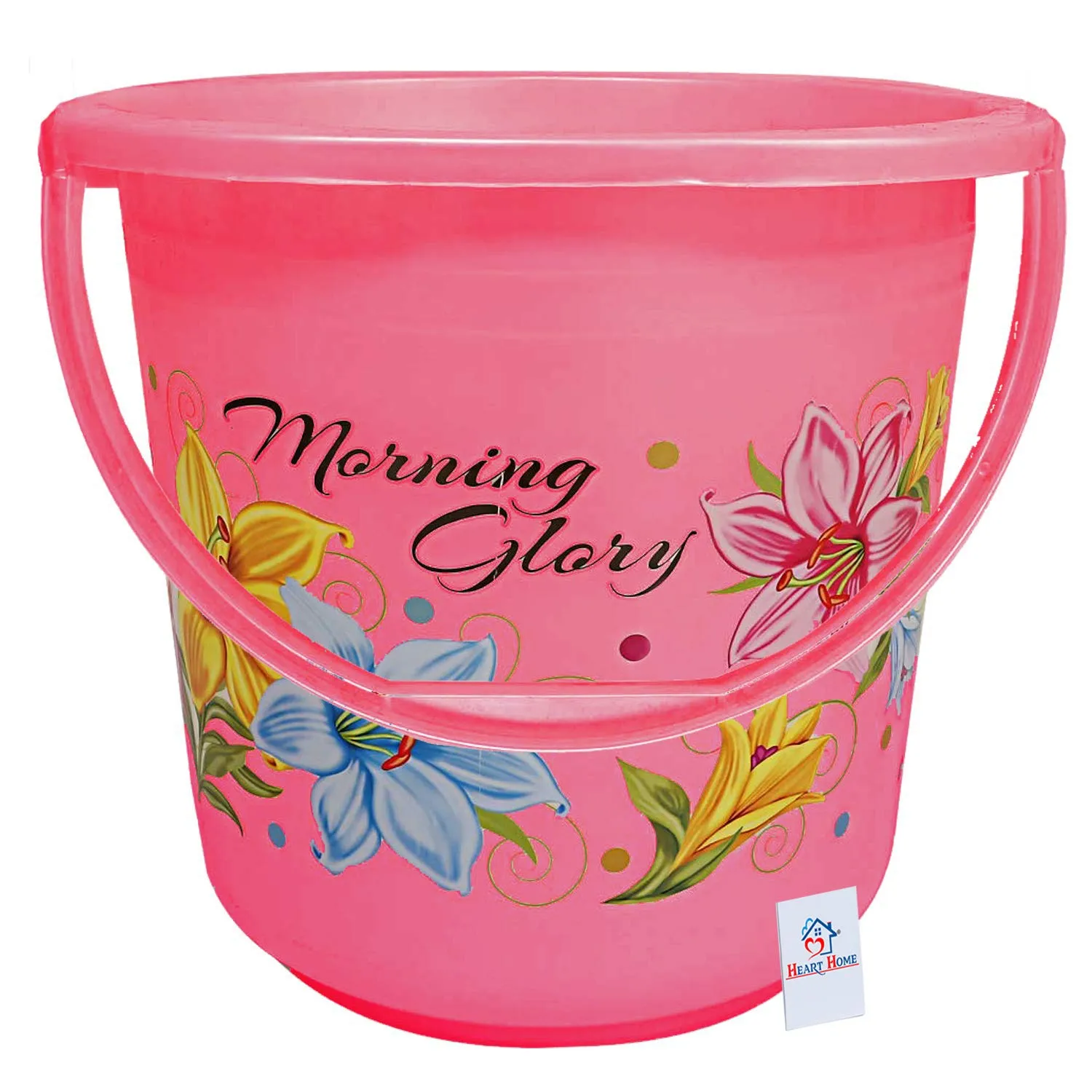 Heart Home 2 Pieces Unbreakable Virgin Plastic Bathroom Bucket with Mug Set- Pink, (1 Pc 16 LTR Bucket & 1 Pc 500 ML Mug)-HEART10292