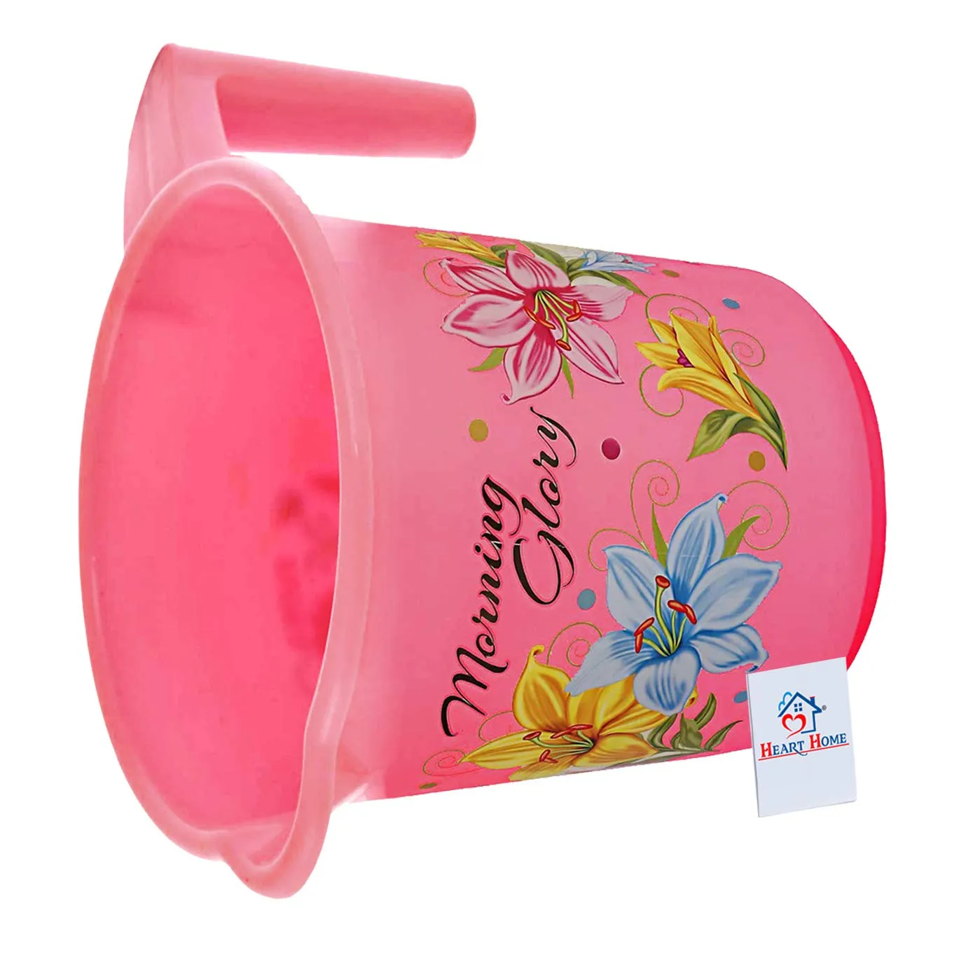 Heart Home 2 Pieces Unbreakable Virgin Plastic Bathroom Bucket with Mug Set- Pink, (1 Pc 16 LTR Bucket & 1 Pc 500 ML Mug)-HEART10292