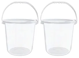 Heart Home 2 Pieces Unbreakable Virgin Plastic Strong Transparent Bathroom Bucket 16 LTR (White)- HEART7106