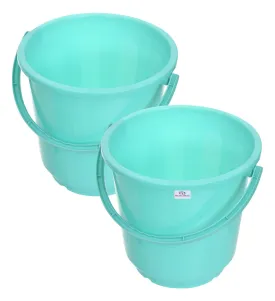 Heart Home Bucket|Plastic Bucket for Bathroom|Bucket for Bathing|Unbreakable Bucket with Handle|16 Liter|Pack of 2 (Green)