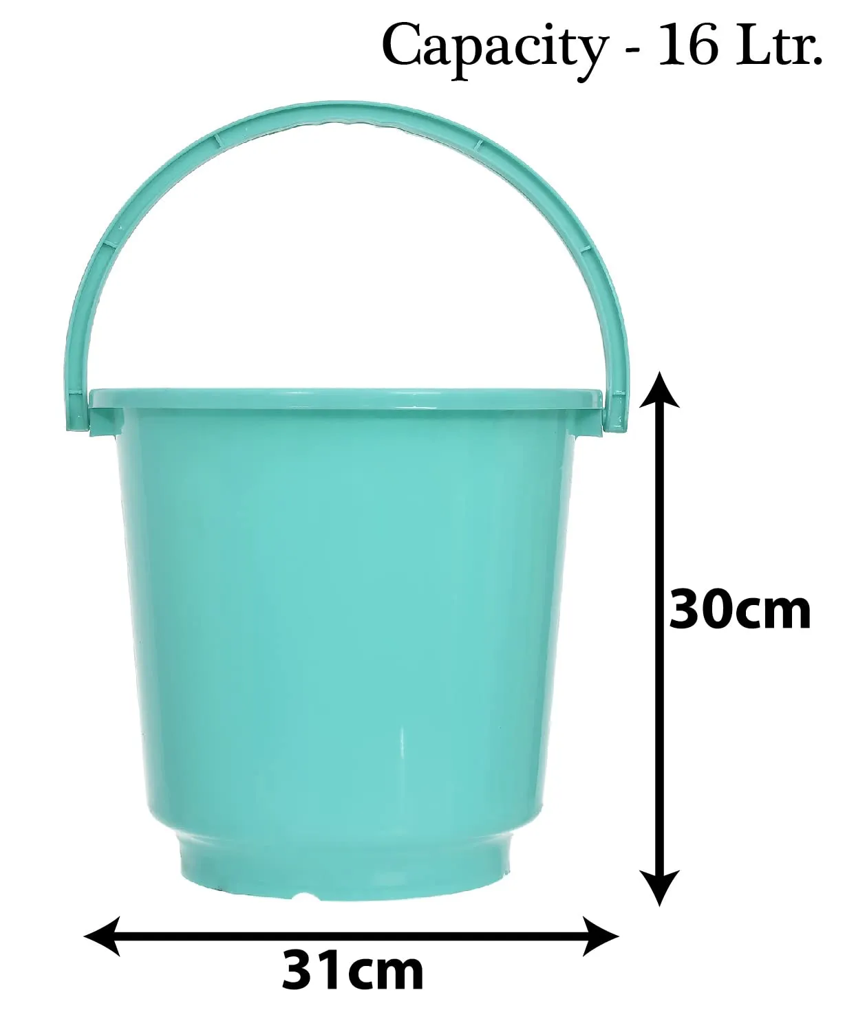 Heart Home Bucket|Plastic Bucket for Bathroom|Bucket for Bathing|Unbreakable Bucket with Handle|16 Liter|Pack of 2 (Green)