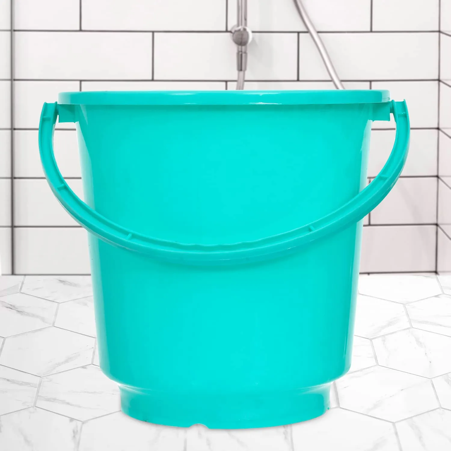 Heart Home Bucket|Plastic Bucket for Bathroom|Bucket for Bathing|Unbreakable Bucket with Handle|16 Liter|Pack of 2 (Green)
