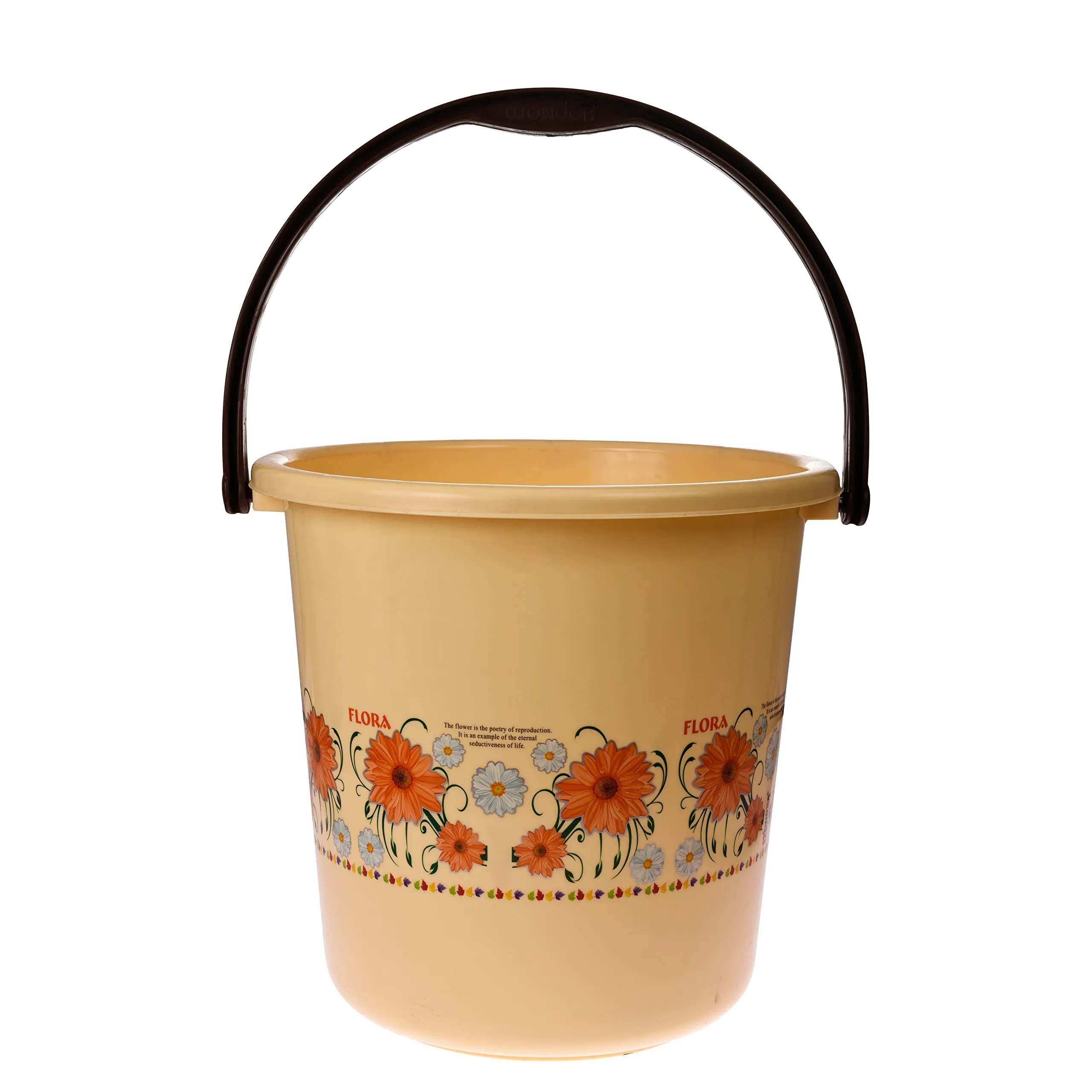 Heart Home Bucket|Plastic Bucket for Bathroom|Bucket for Bathing|Unbreakable Printed Bucket with Handle|18 Liter|Pack of 2 (Cream)