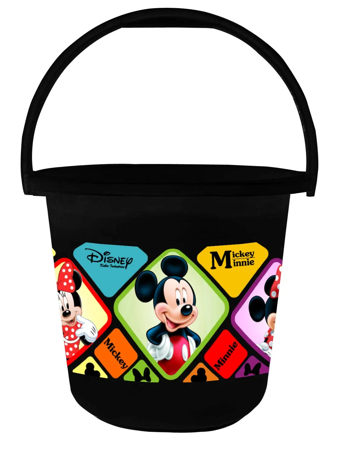 Heart Home Disney Mickey Minnie Print Multipurpose Plastic Bucket,16 LTR (Pink & Black)-Pack of 2 -HS_35_HEARTHS17852