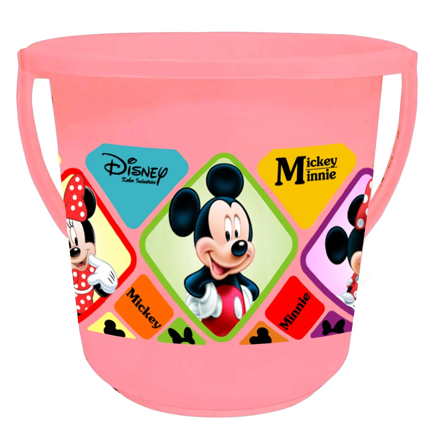 Heart Home Disney Mickey Minnie Print Multipurpose Plastic Bucket,16 LTR (Pink & Black)-Pack of 2 -HS_35_HEARTHS17852