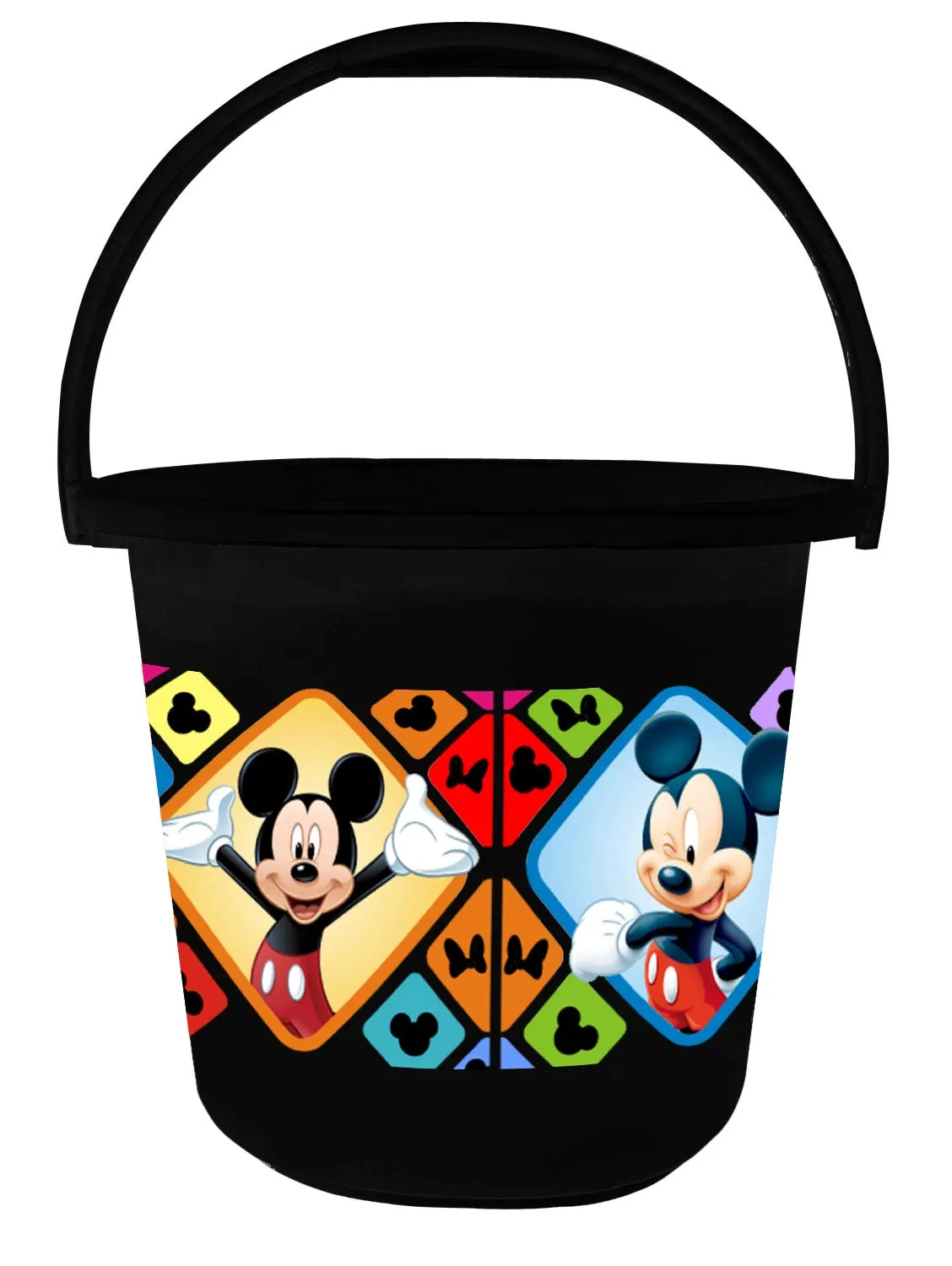 Heart Home Disney Mickey Minnie Print Multipurpose Plastic Bucket,16 LTR (Pink & Black)-Pack of 2 -HS_35_HEARTHS17852