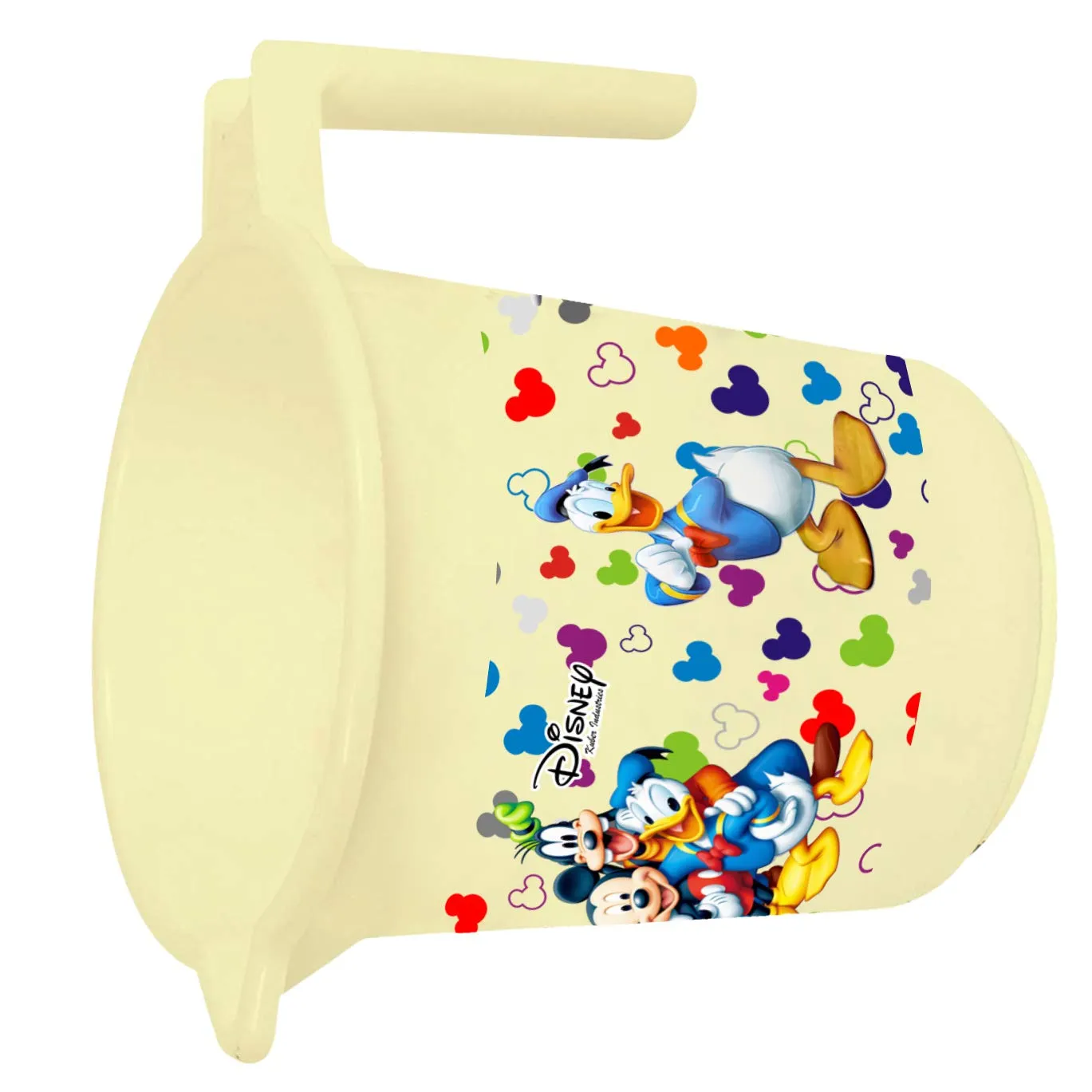 Heart Home Disney Team Mickey Print 2 Pieces Unbreakable Virgin Plastic Bathroom Bucket With Mug Set- Cream, (1 Pc 16 LTR Bucket & 1 Pc 500 ML Mug) -HS_35_HEARTHS17486