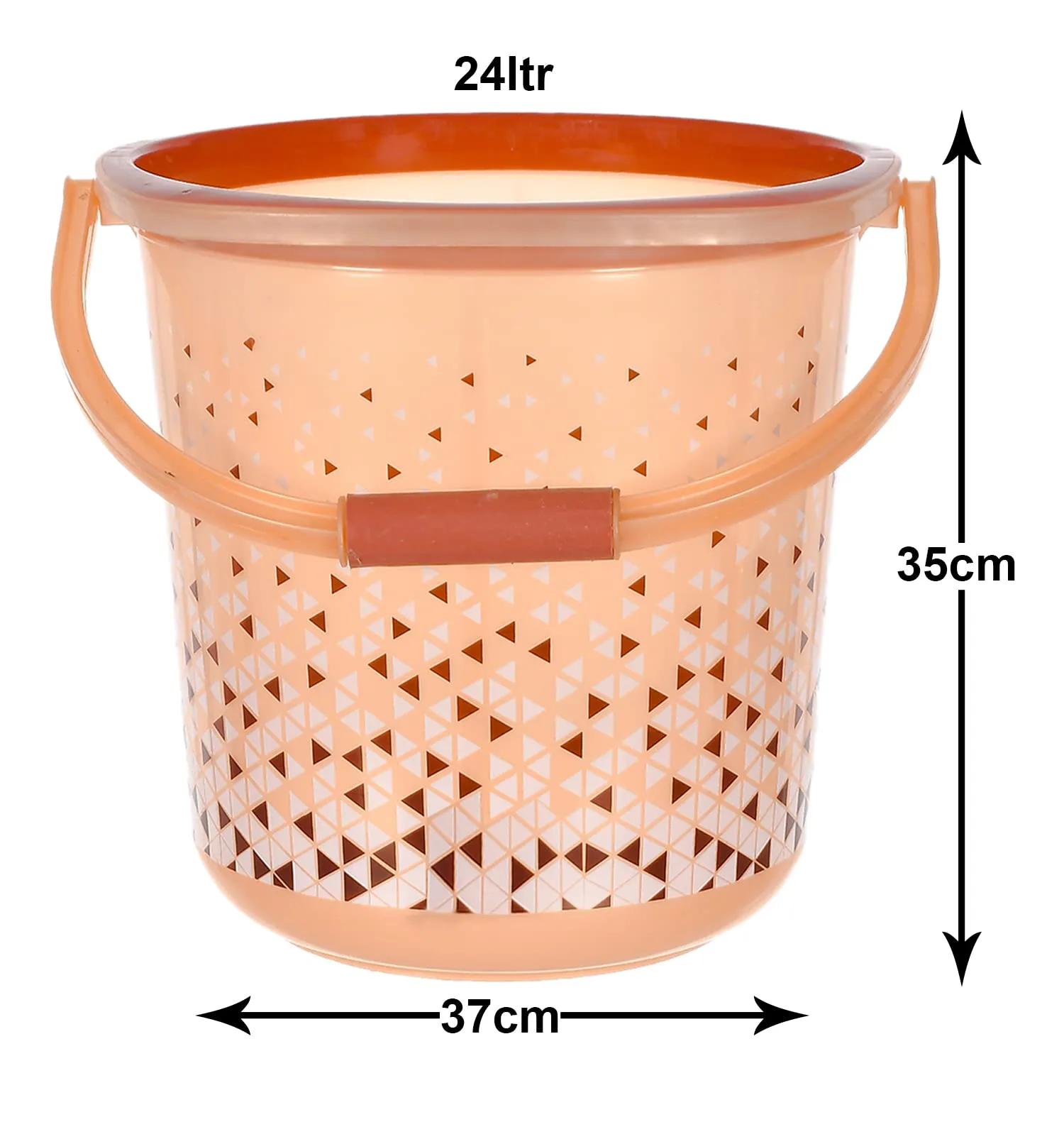 Heart Home Multiuses Tinted Print Plastic Bucket With Handle, 24 litre (Brown)-46HH0347