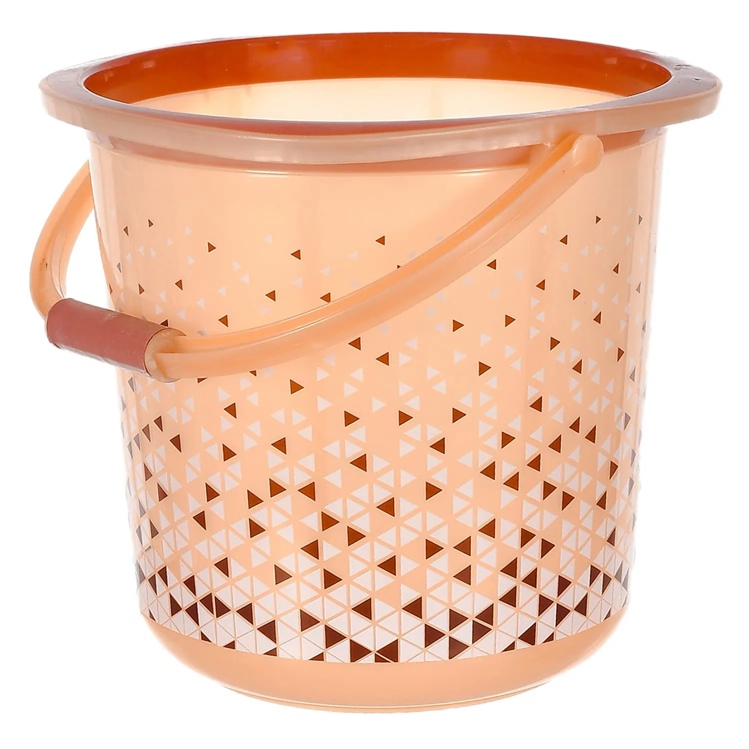 Heart Home Multiuses Tinted Print Plastic Bucket With Handle, 24 litre (Brown)-46HH0347