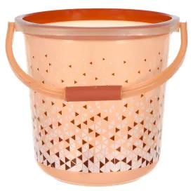 Heart Home Multiuses Tinted Print Plastic Bucket With Handle, 24 litre (Brown)-46HH0347