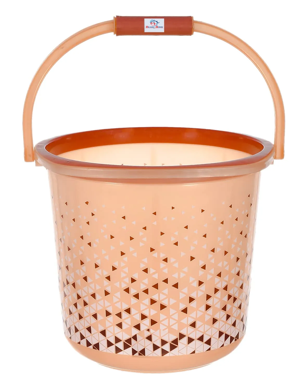 Heart Home Multiuses Tinted Print Plastic Bucket With Handle, 24 litre (Brown)-46HH0347