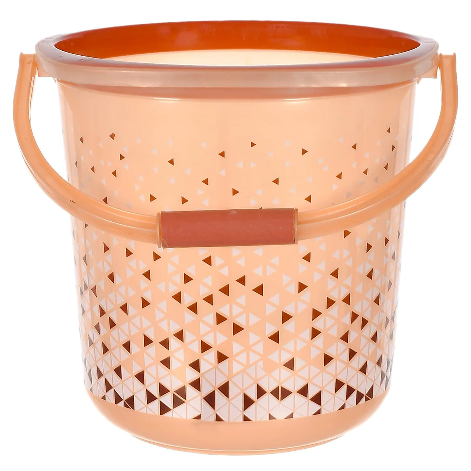 Heart Home Multiuses Tinted Print Plastic Bucket With Handle, 24 litre (Brown)-46HH0347