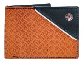 Hooey Men's Hands Up Basket Weave Front Pocket Bifold Wallet HFBF002-TNBR