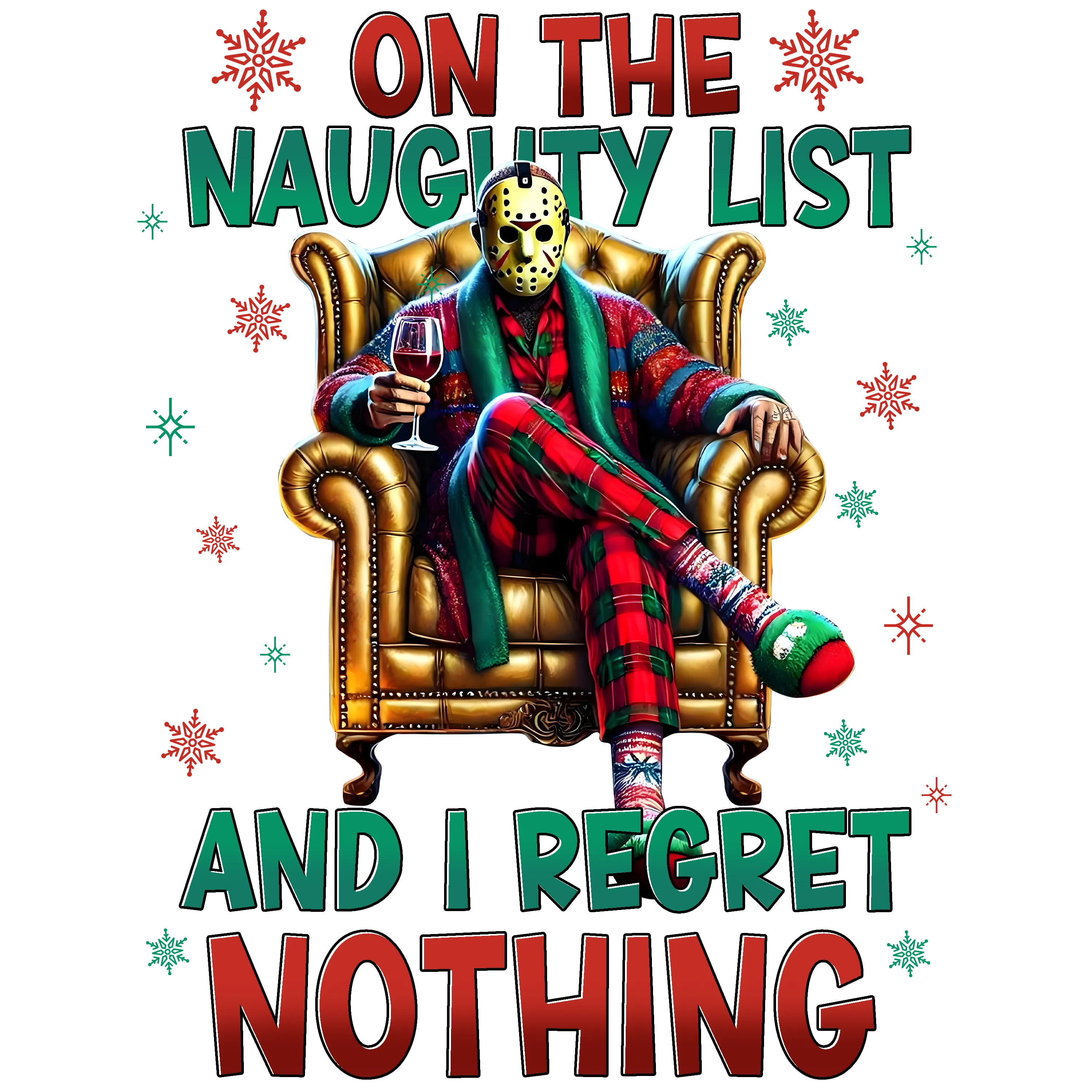 Horror Christmas, heat transfer, press and peel
