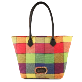 Jute Bag with Leather Handles - Multicolor