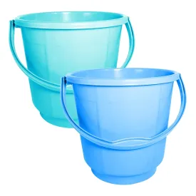 Kuber Industries 2 Pieces Unbreakable Strong Plastic Bathroom Bucket 13 LTR (Green & Blue) -CTKTC37917
