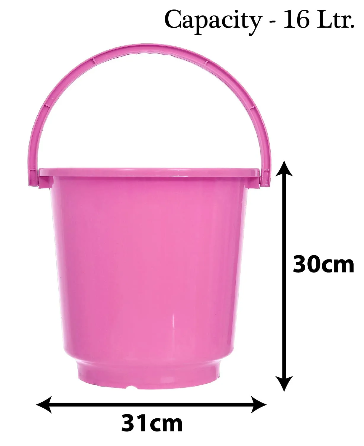 Kuber Industries Bucket|Plastic Bucket for Bathroom|Bucket for Bathing|Unbreakable Bucket with Handle|16 Liter|Pack of 2 (Pink)