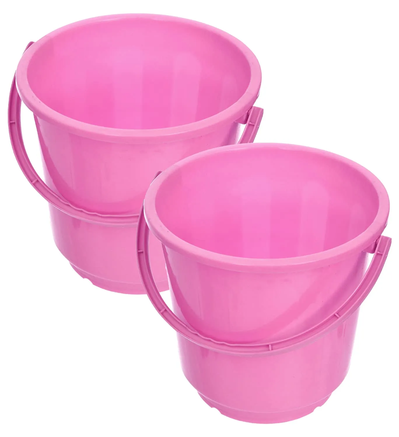 Kuber Industries Bucket|Plastic Bucket for Bathroom|Bucket for Bathing|Unbreakable Bucket with Handle|16 Liter|Pack of 2 (Pink)