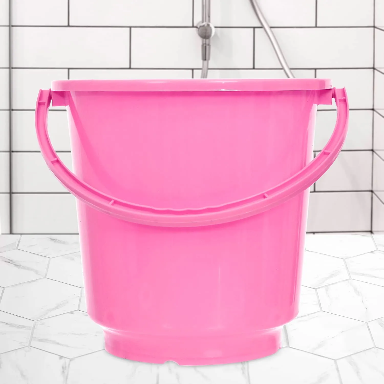 Kuber Industries Bucket|Plastic Bucket for Bathroom|Bucket for Bathing|Unbreakable Bucket with Handle|16 Liter|Pack of 2 (Pink)