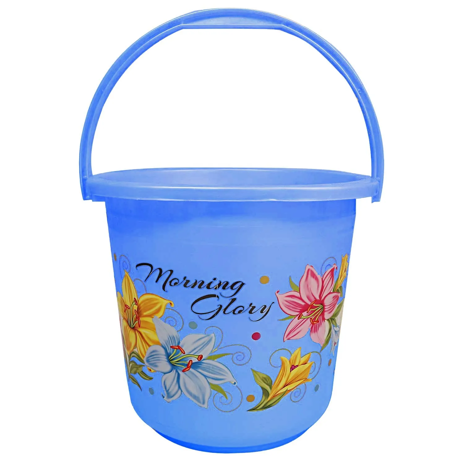 Kuber Industries Floral Print 2 Pieces Unbreakable Strong Plastic Bathroom Bucket 16 LTR (Blue & Pink) -CTKTC34875
