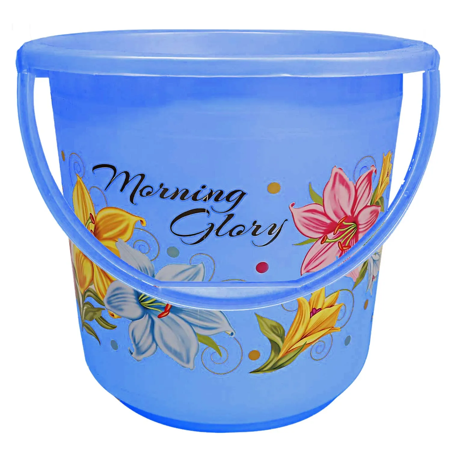 Kuber Industries Floral Print 2 Pieces Unbreakable Strong Plastic Bathroom Bucket 16 LTR (Blue & Pink) -CTKTC34875