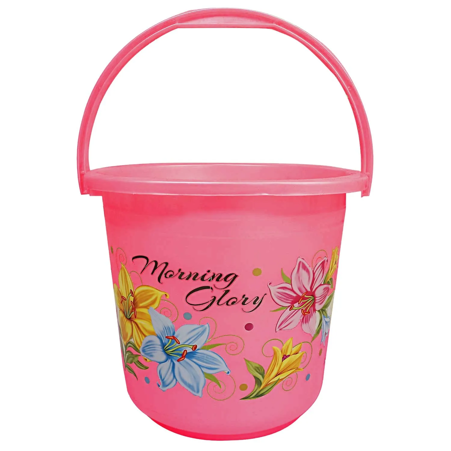 Kuber Industries Floral Print 2 Pieces Unbreakable Strong Plastic Bathroom Bucket 16 LTR (Blue & Pink) -CTKTC34875