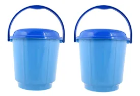 Kuber Industries Multipurpose Plastic Bucket with Lid 18 LTR (Blue)-Pack of 2-KUBMART15234