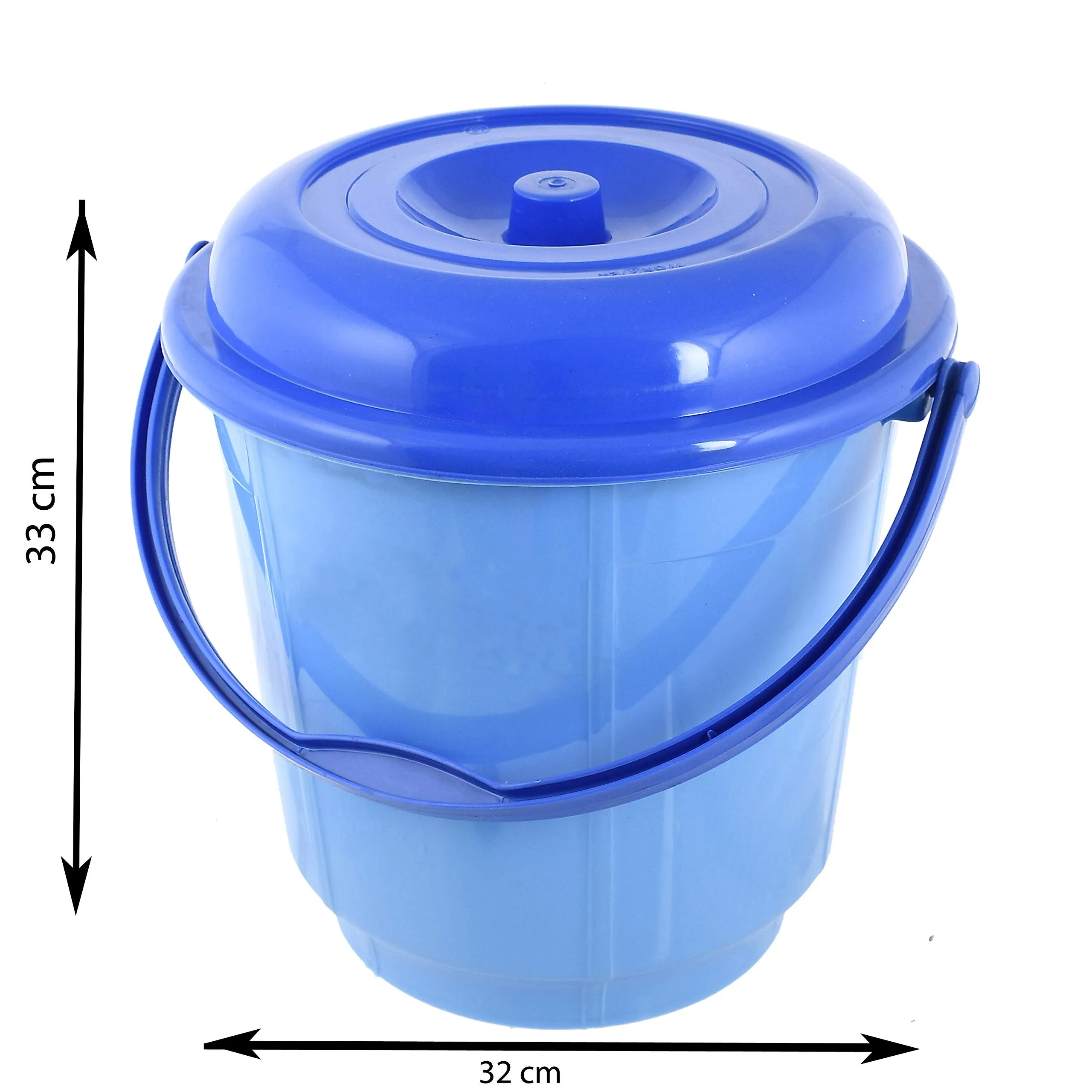 Kuber Industries Multipurpose Plastic Bucket with Lid 18 LTR (Blue)-Pack of 2-KUBMART15234