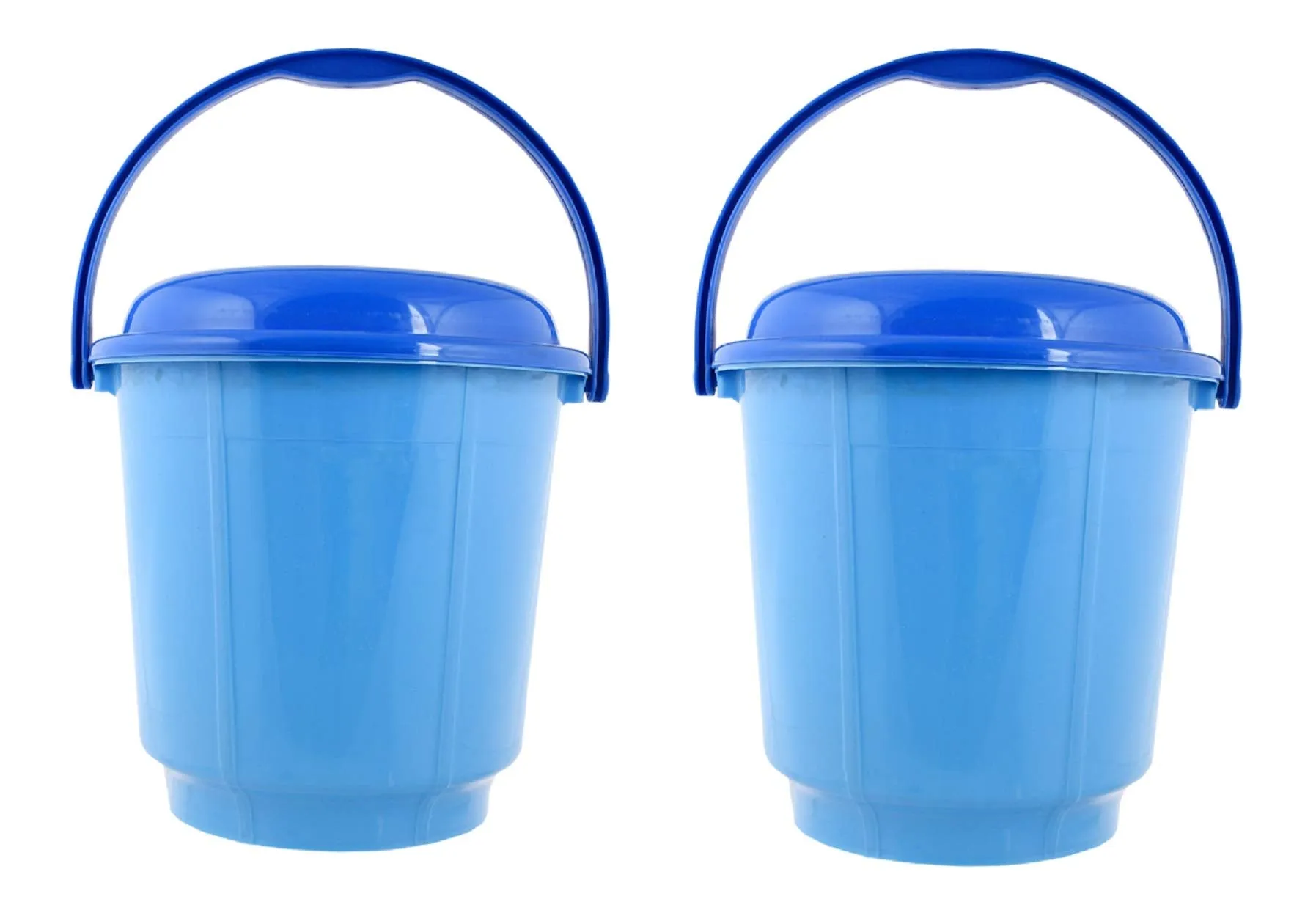 Kuber Industries Multipurpose Plastic Bucket with Lid 18 LTR (Blue)-Pack of 2-KUBMART15234