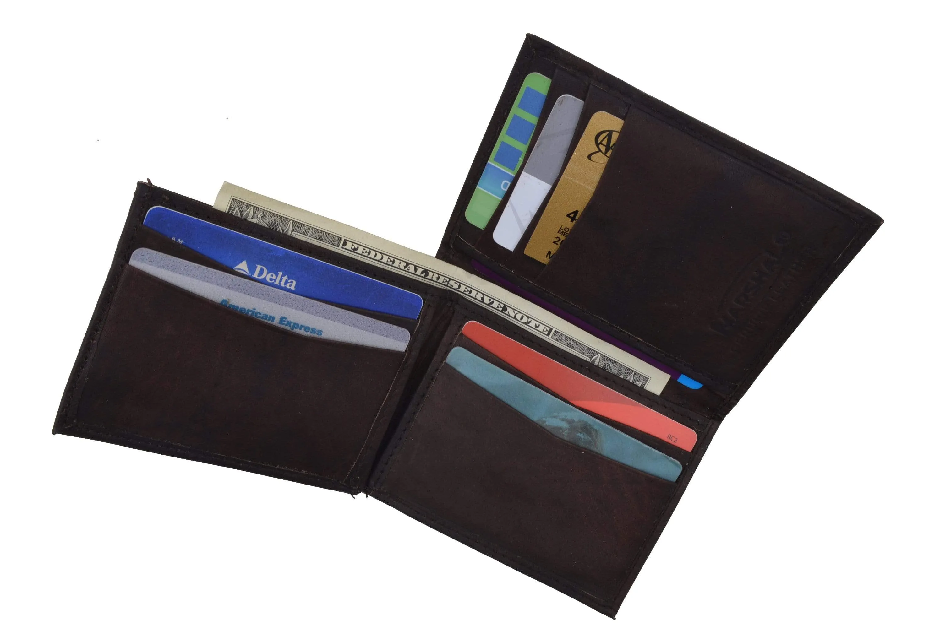 L-Shape Flap Up Lambskin Leather Wallet with ID and Credit Card 139