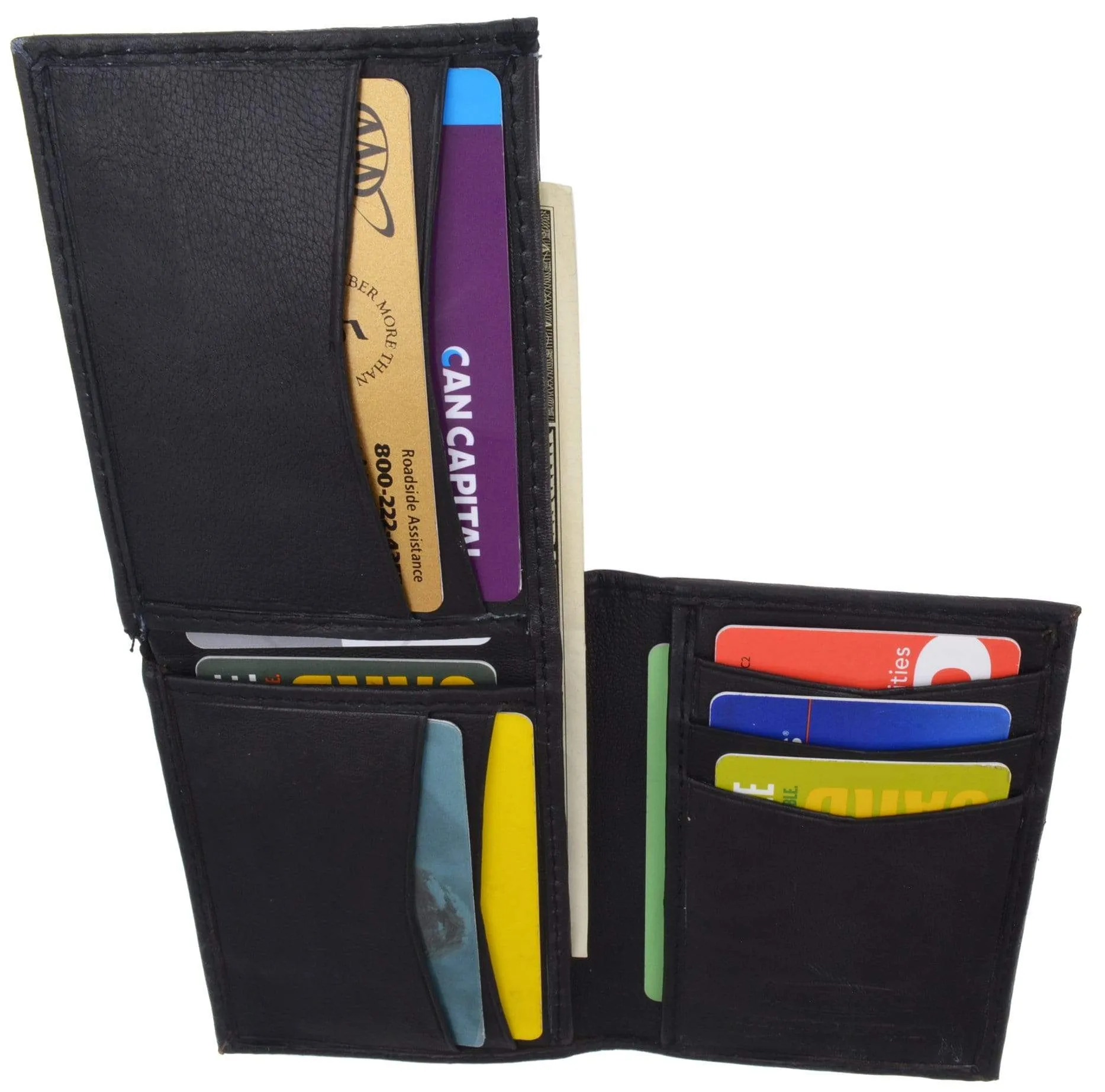 L-Shape Flap Up Lambskin Leather Wallet with ID and Credit Card 139