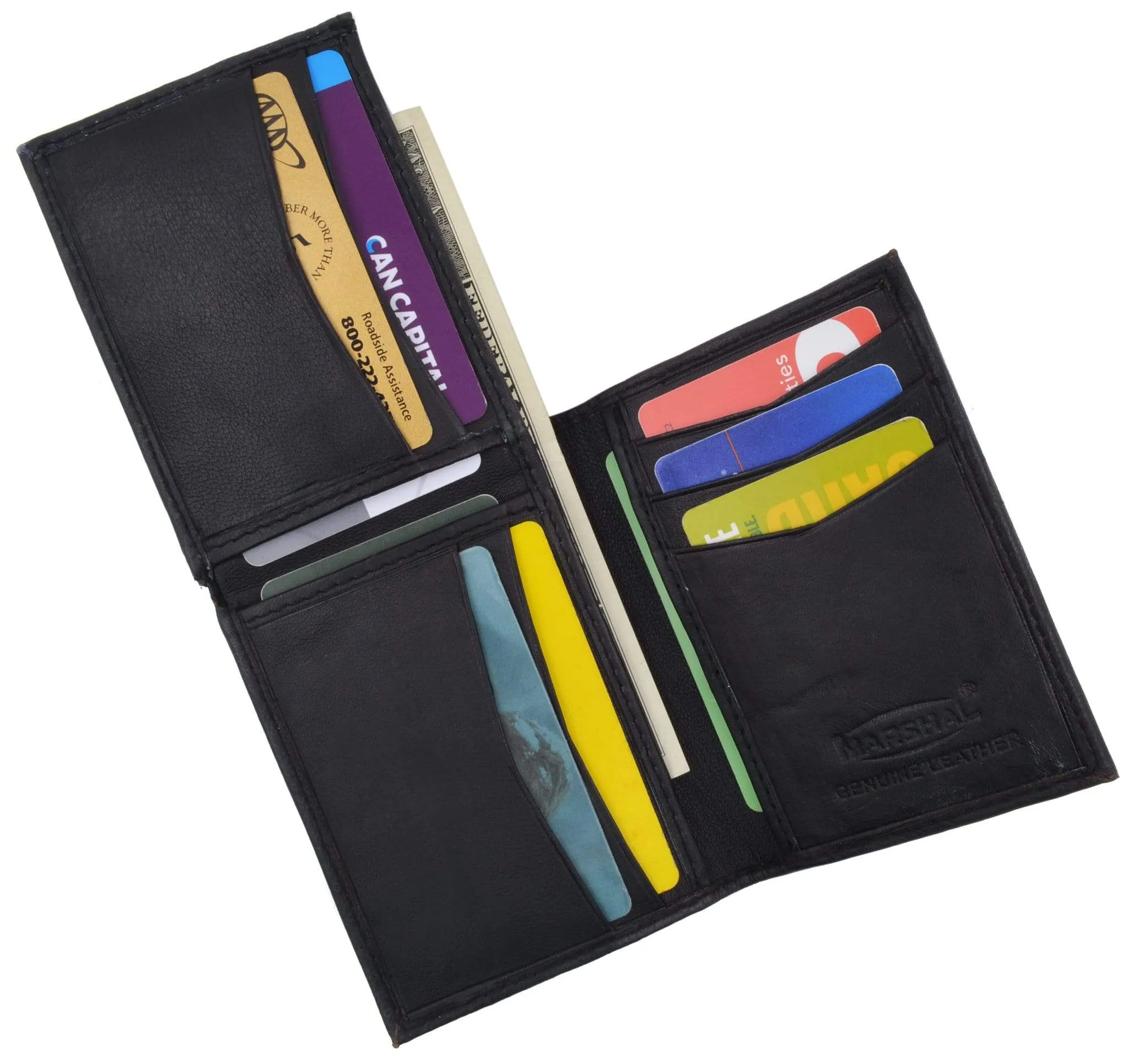 L-Shape Flap Up Lambskin Leather Wallet with ID and Credit Card 139