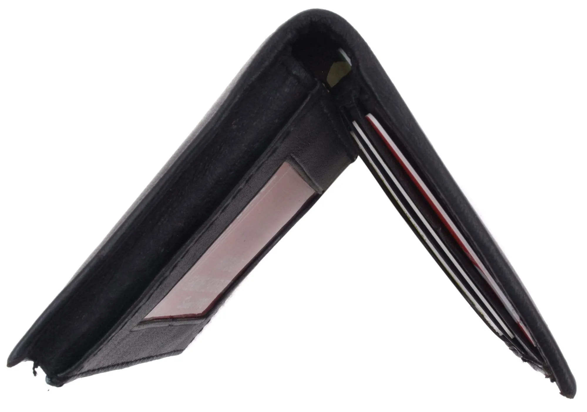 L-Shape Flap Up Lambskin Leather Wallet with ID and Credit Card 139