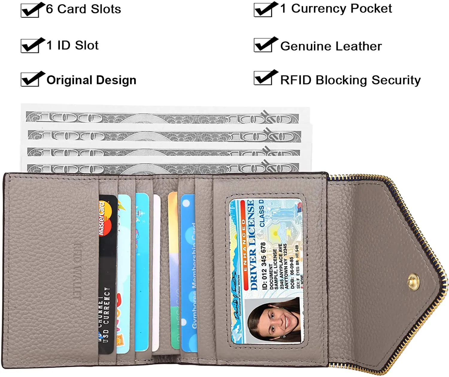 Lavemi RFID Blocking Small Compact Mini Bifold Credit Card Holder Leather Pocket Wallets for Women