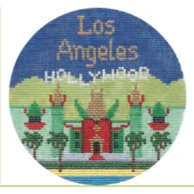 Los Angeles 4 1/4" Travel Round Needlepoint Canvas