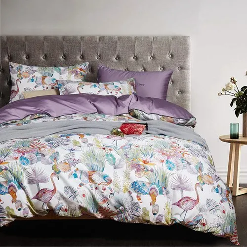 Luxury Egyptian Cotton Duvet Cover Set Tropical Plant Bedding Set B
