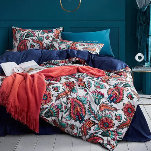 Luxury Egyptian Cotton Duvet Cover Set Tropical Plant Bedding Set B