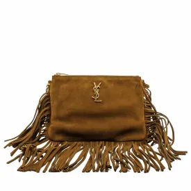 MEDIUM tassels CLUTCH BROWN GHW