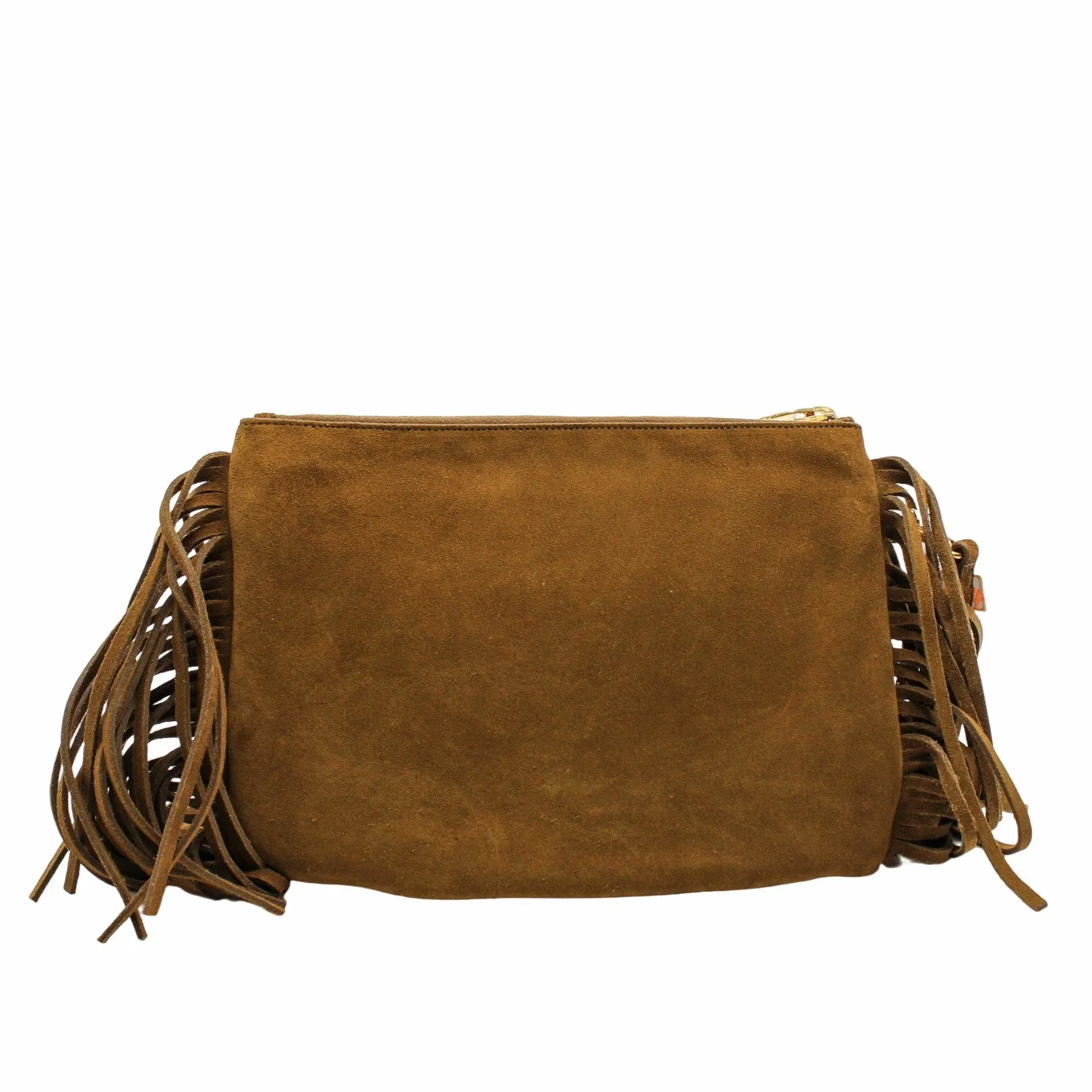 MEDIUM tassels CLUTCH BROWN GHW