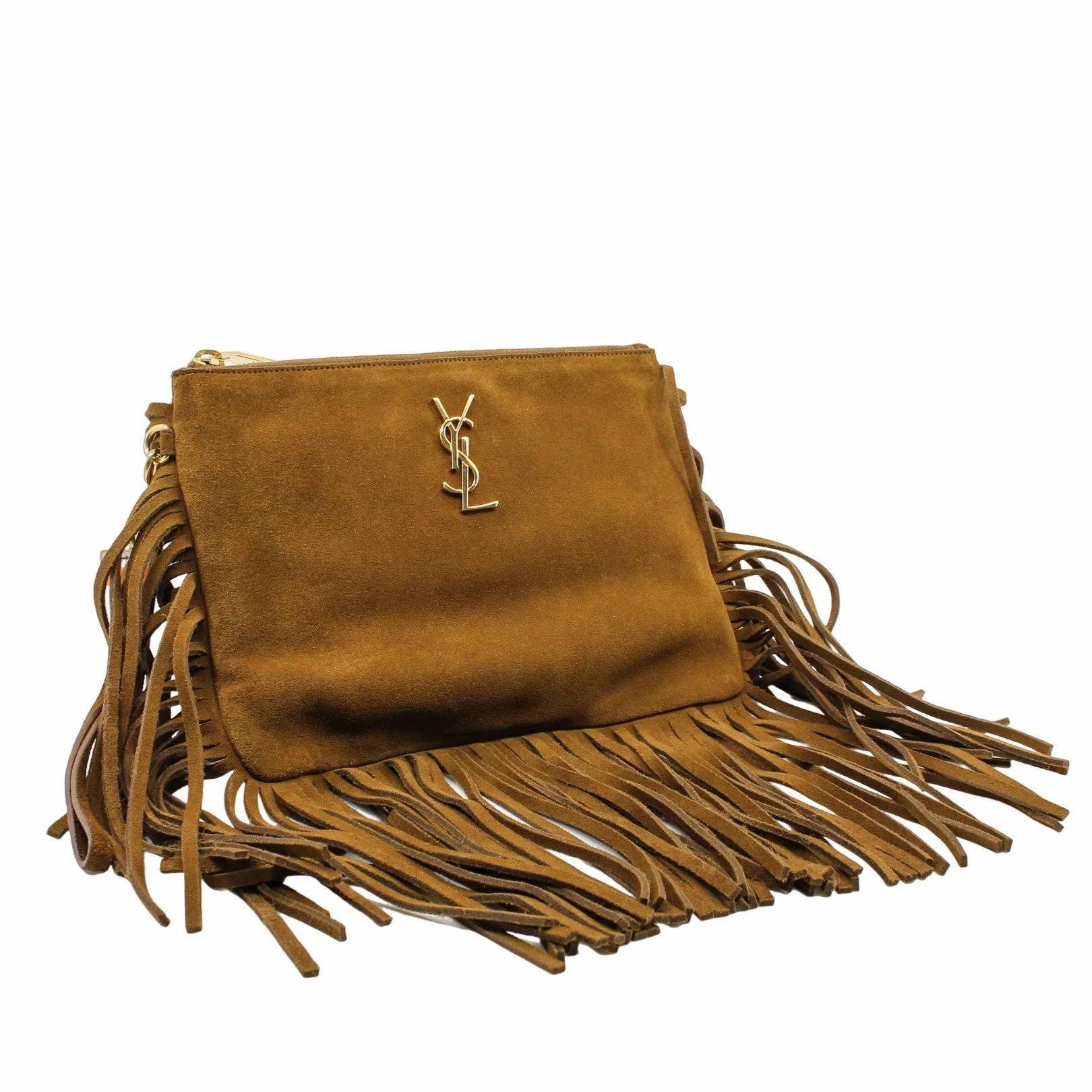 MEDIUM tassels CLUTCH BROWN GHW