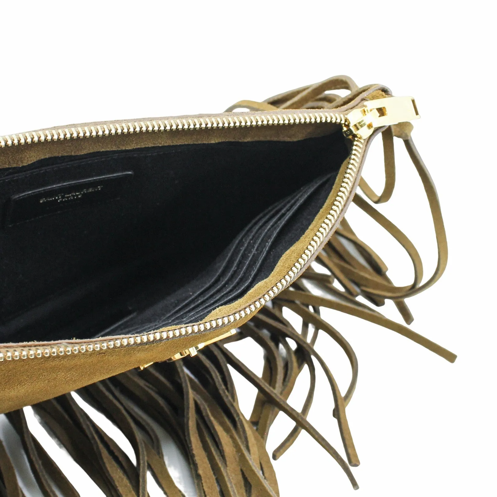 MEDIUM tassels CLUTCH BROWN GHW