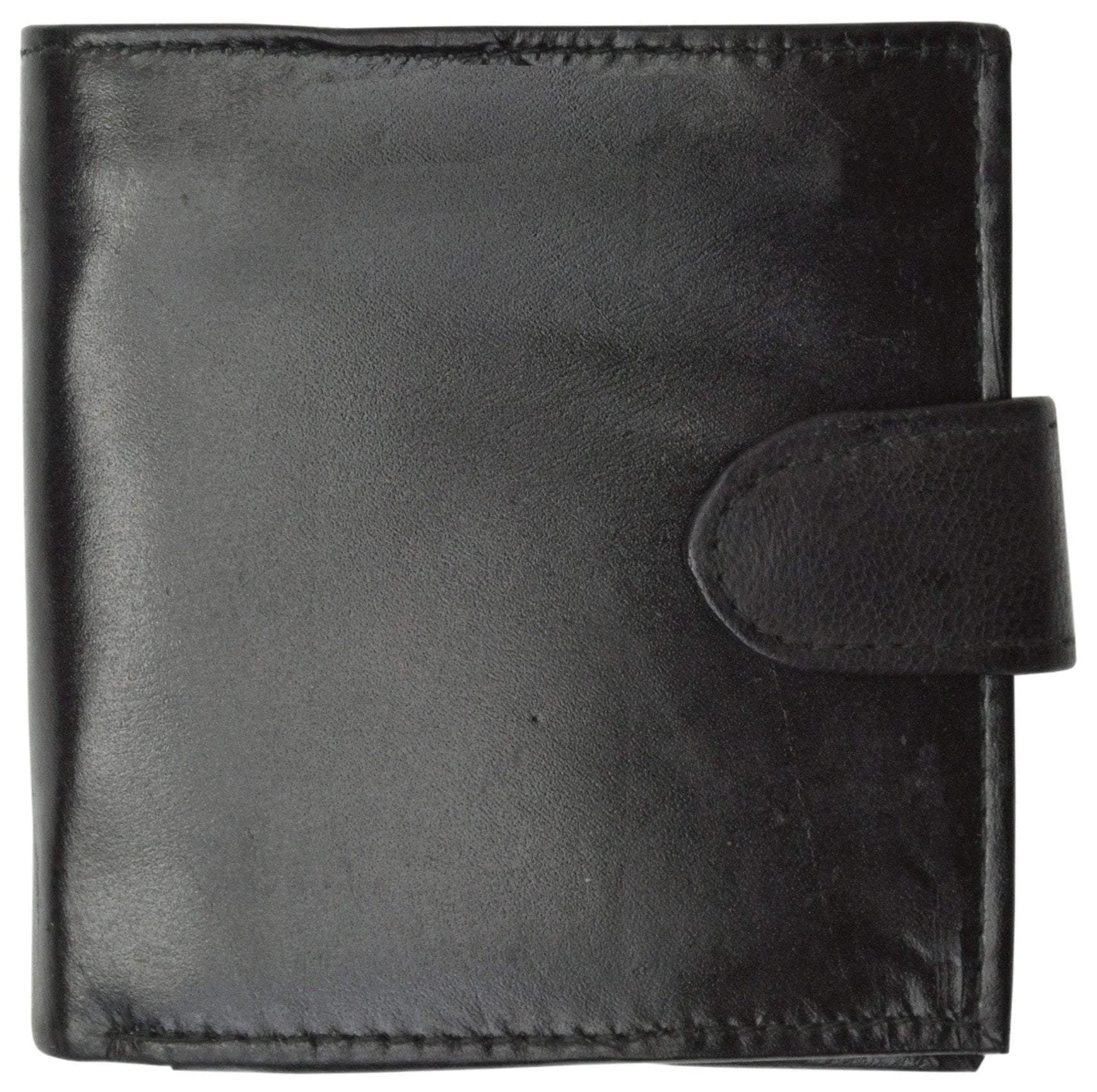 Mens Lamb Leather Card Holder Bifold ID Wallet W/Snap Closure 1514