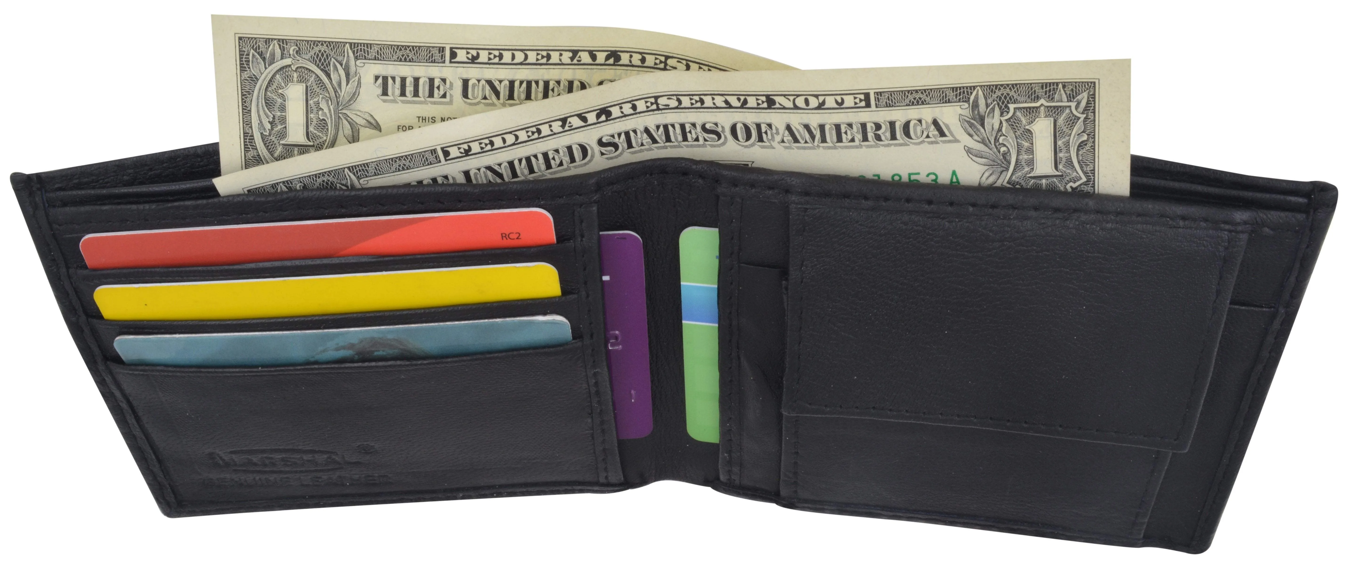 Mens Leather Change Pocket Bifold Wallet 1150